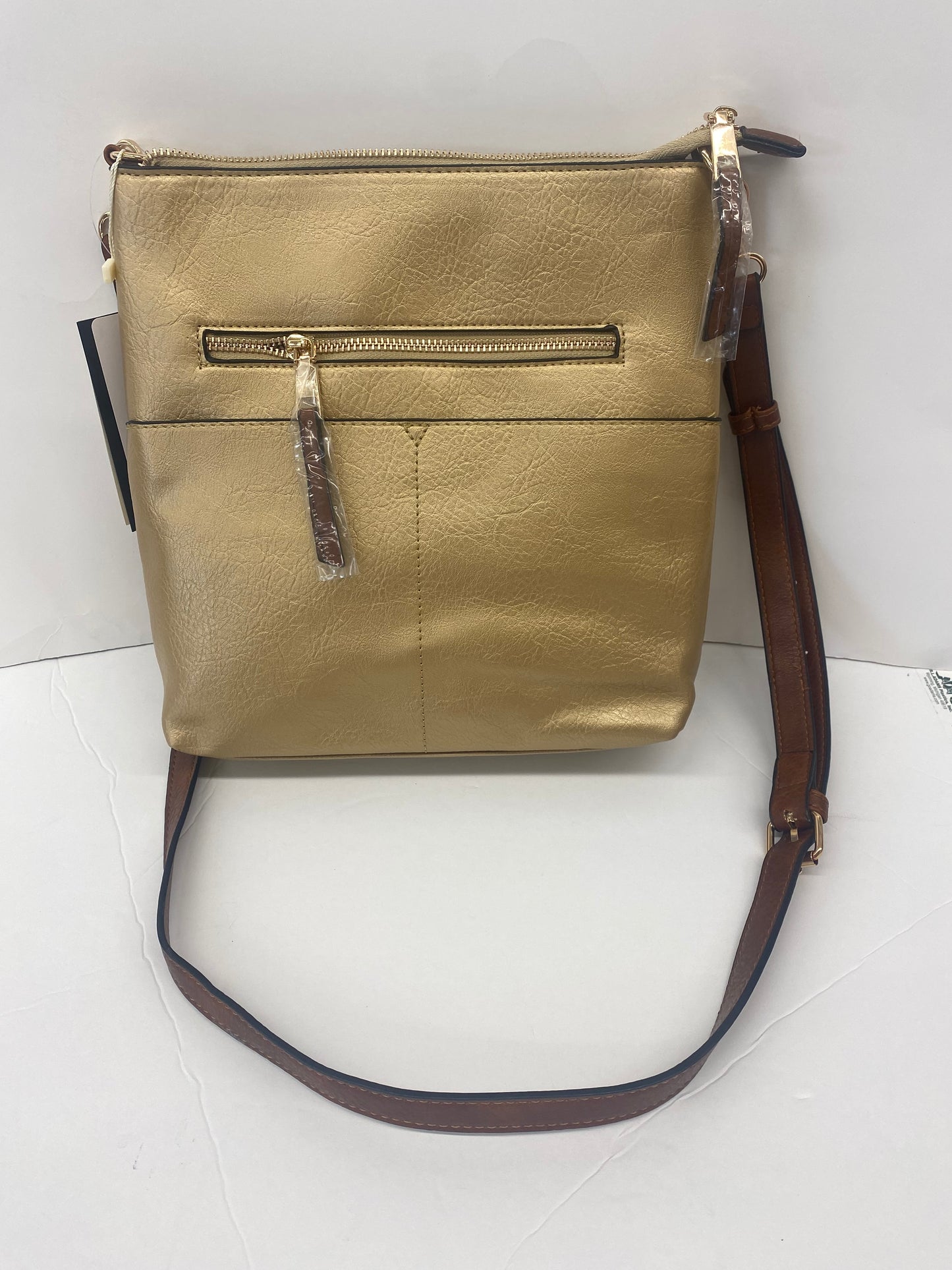 Elina Zipper Front Crossbody Bag / Gold