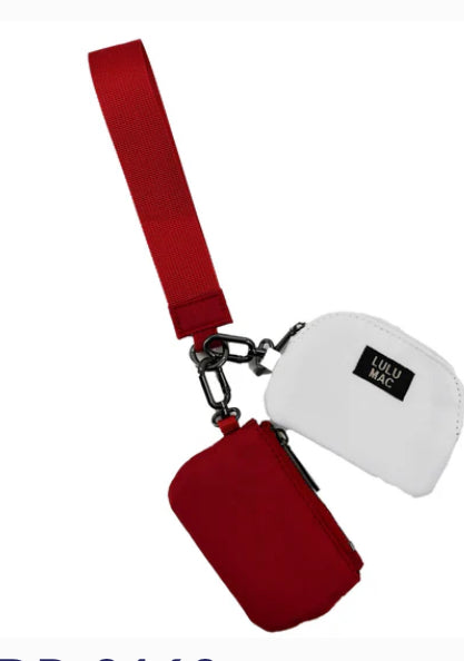 LULU MAC Maroon/White Double Pouch Wristlets