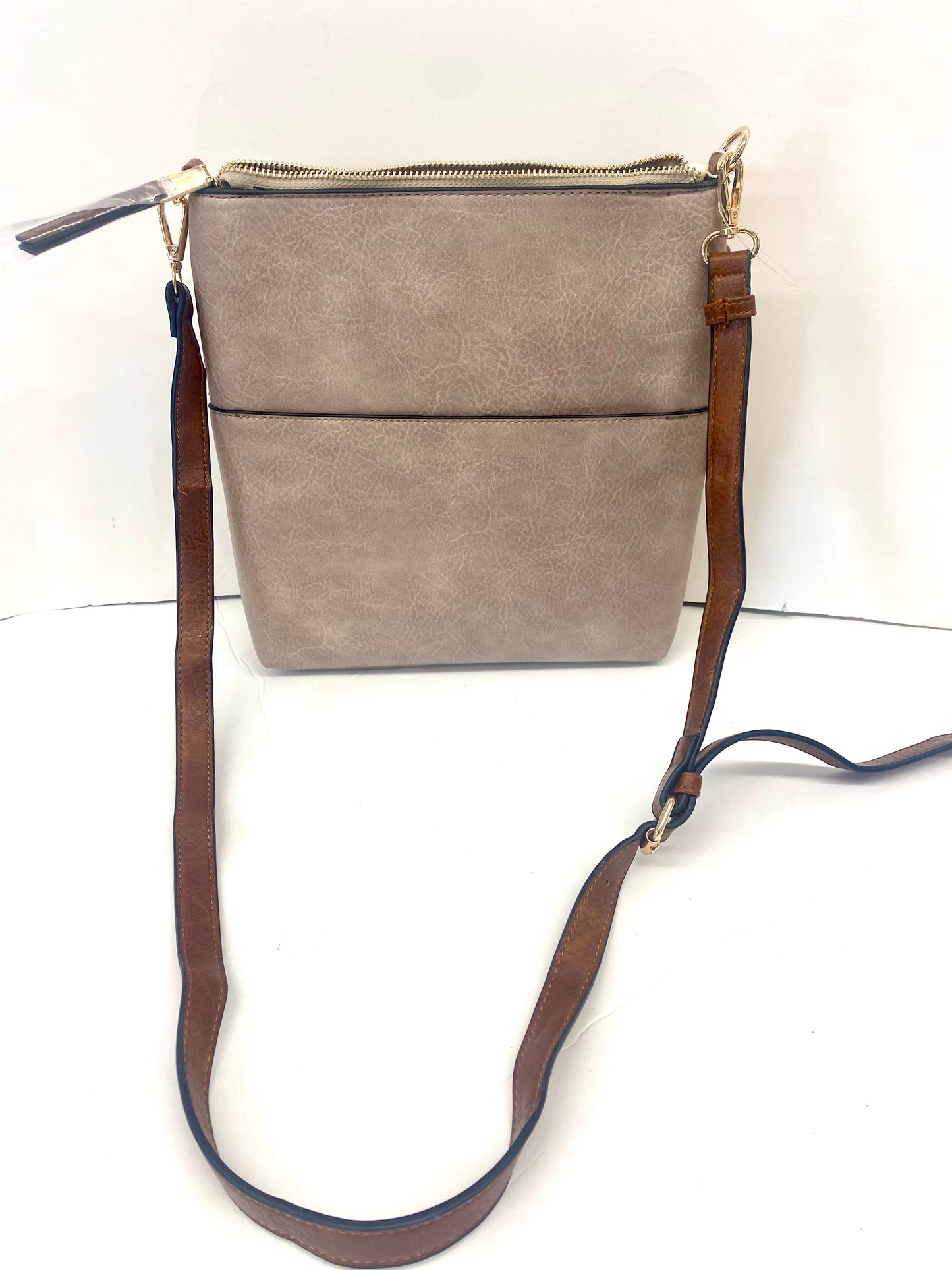 Elina Zipper Front Crossbody Bag / Gray