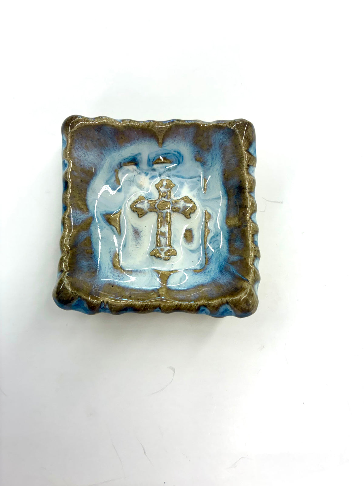 Tiny Square Cross Dish 2.5” - Tab Boren Pottery