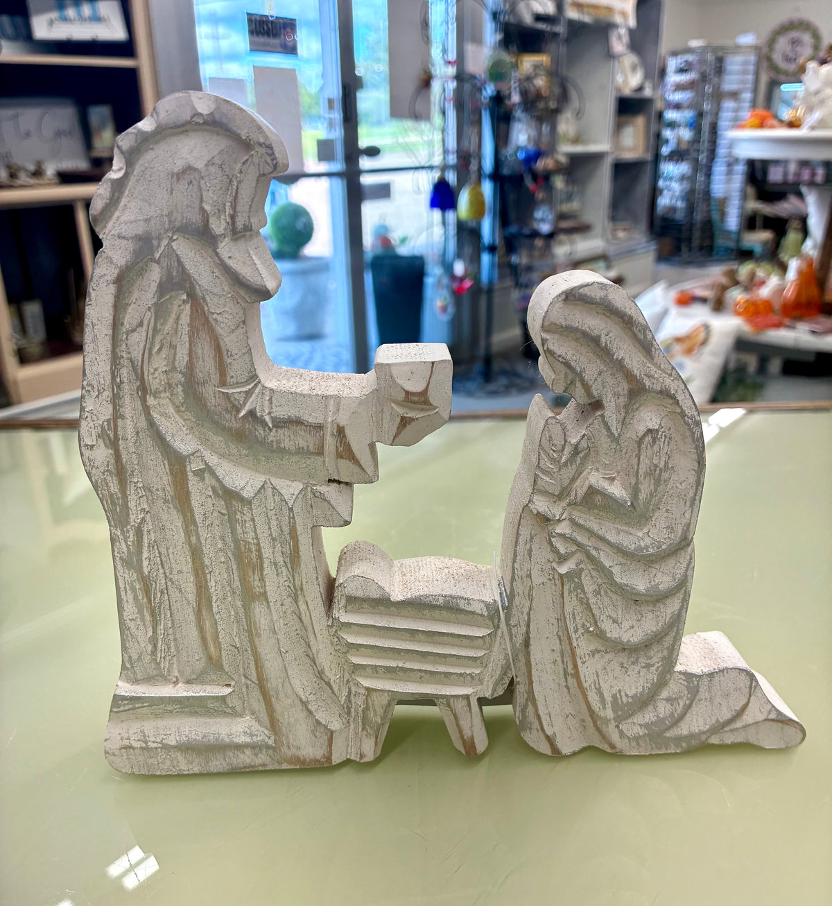 Whitewashed Wood Nativity Scene