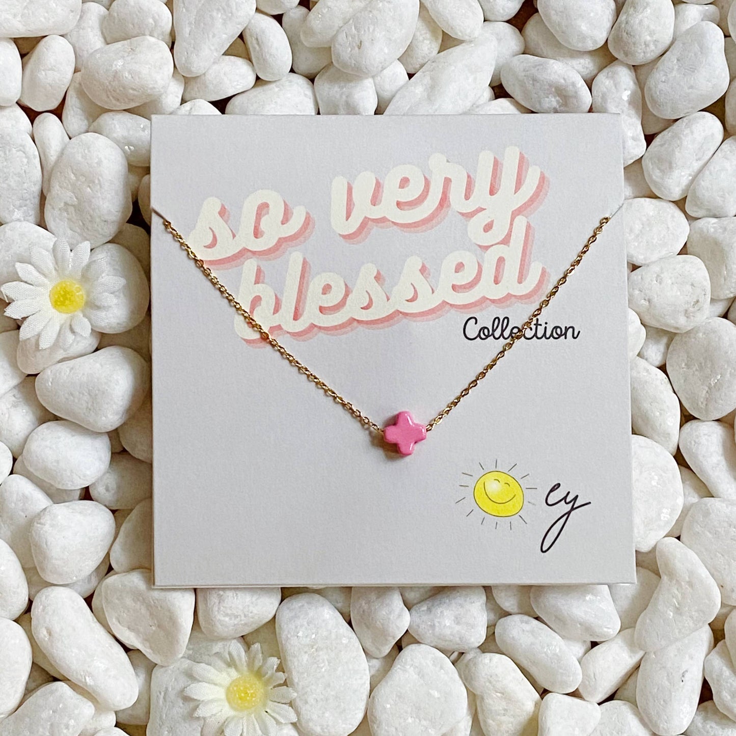 So Very Blessed Cross Necklace: White