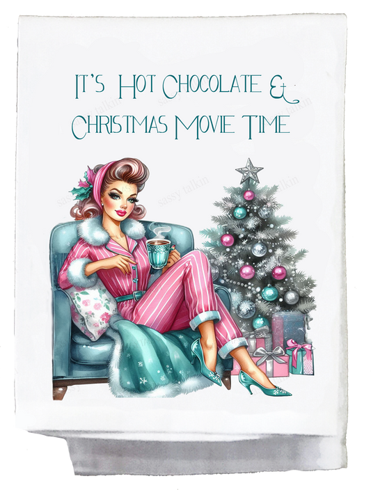 Sassy Girl, Christmas, Pink, It's hot chocolate and Christmas Movie Time