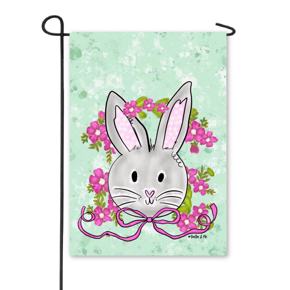 Pretty Pink Bow Bunny Garden Flag - Baxter & Me