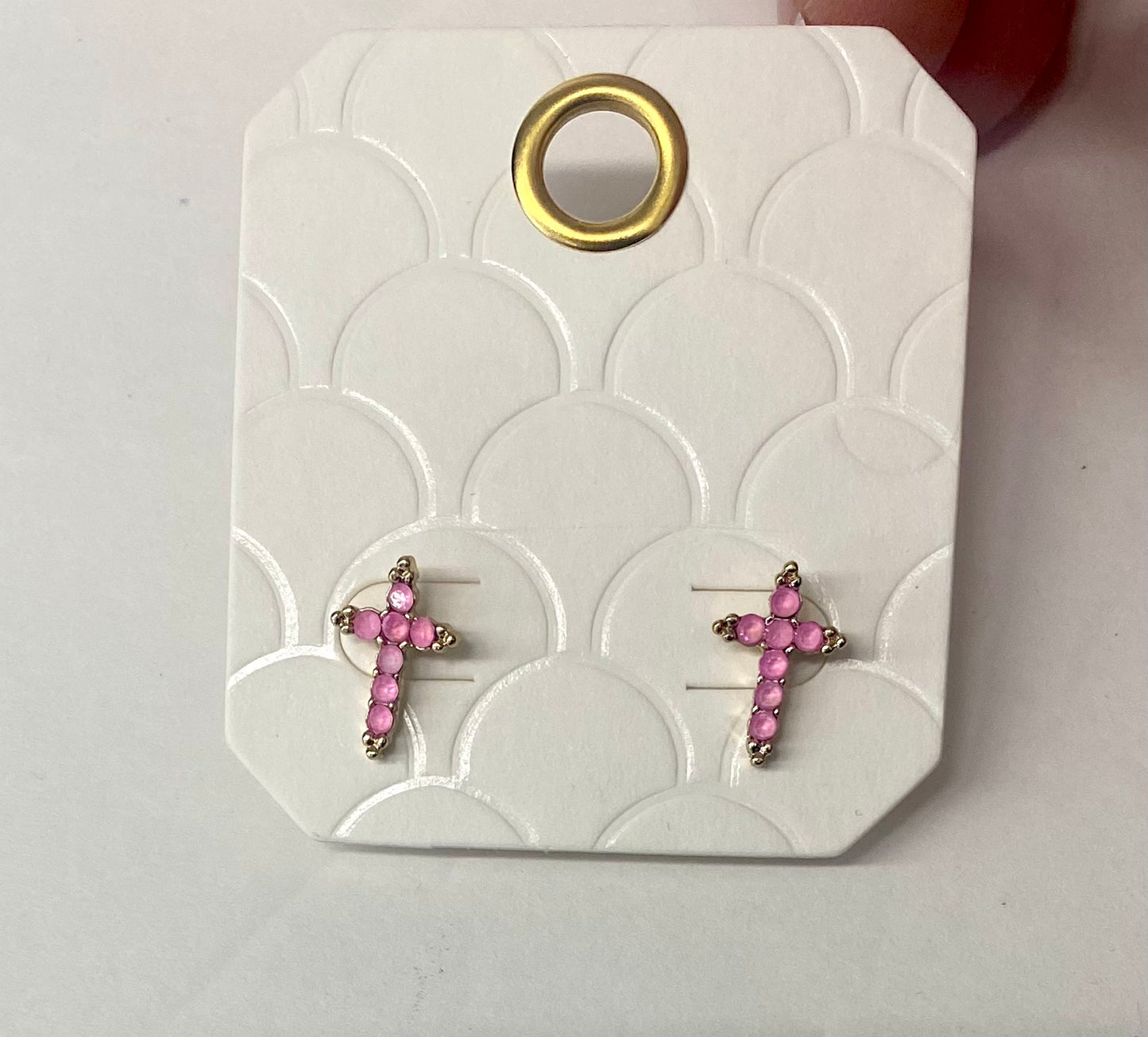 Rhinestone Studded Cross Earrings