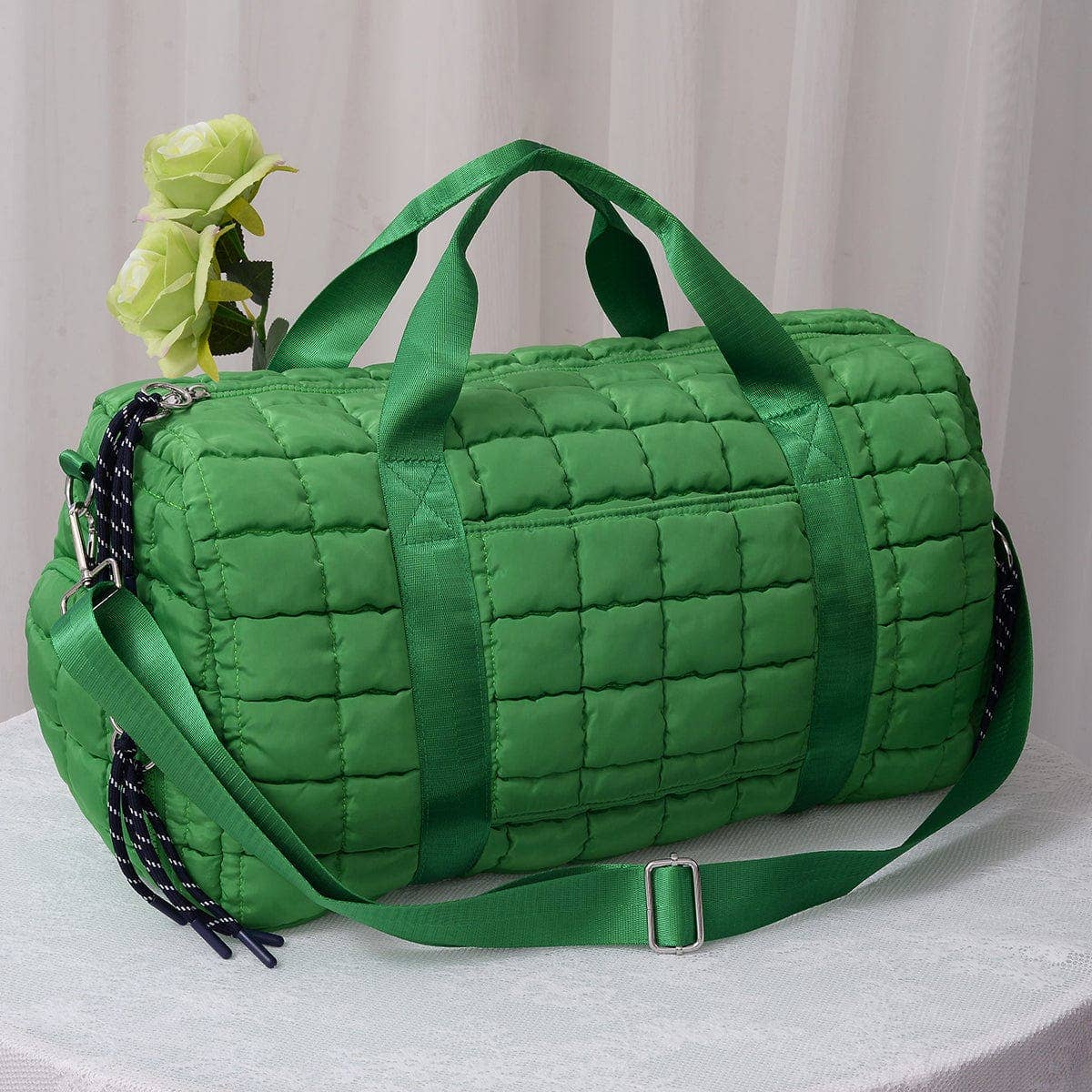 Quilted Puffer Weekender/Duffel Bag: Bubblegum