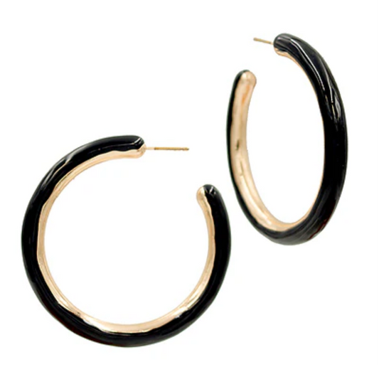 Black & Gold Hoop Earrings