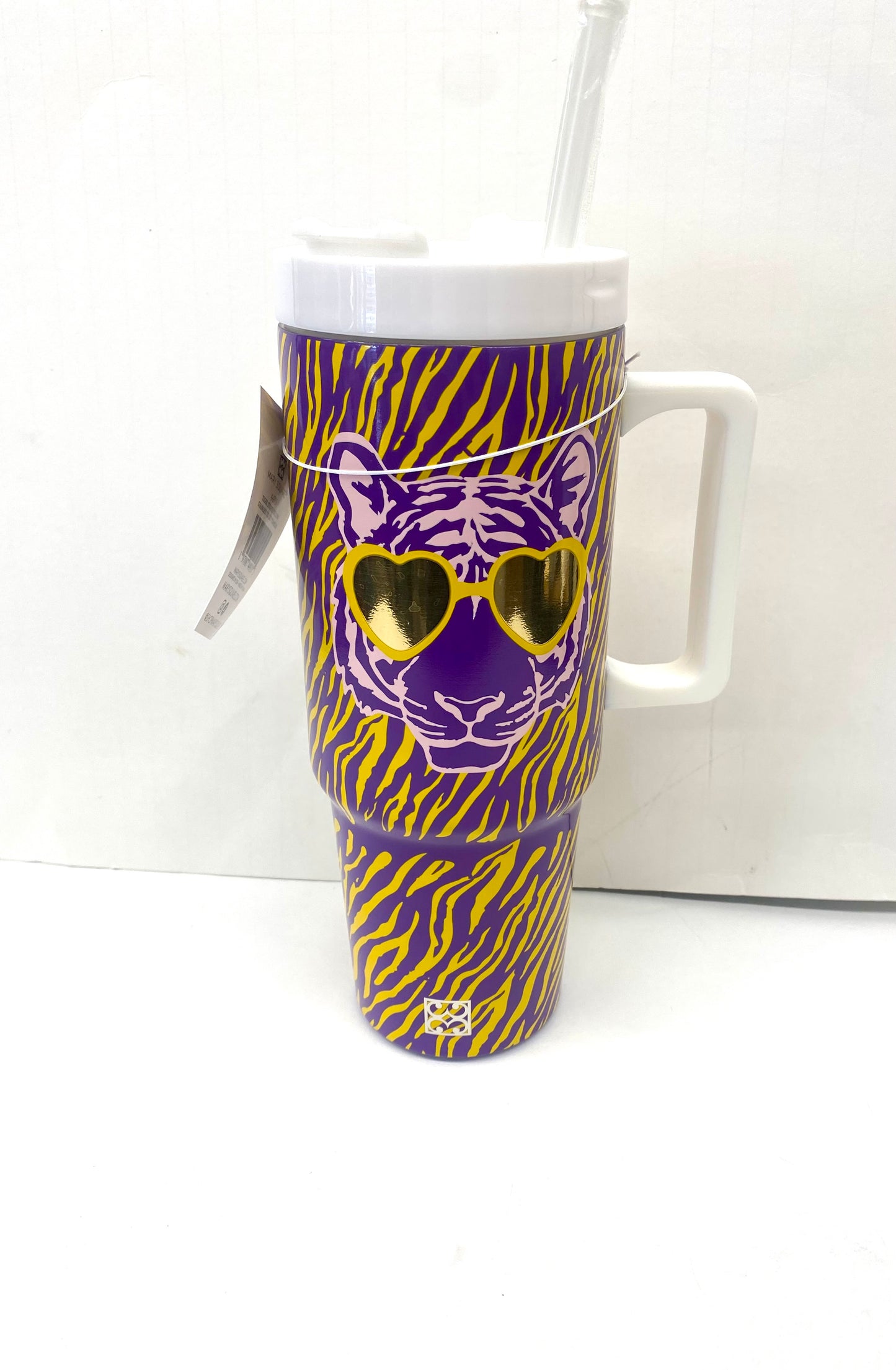 32oz Tumbler with Handle Tiger Stripes LSU Mary Square