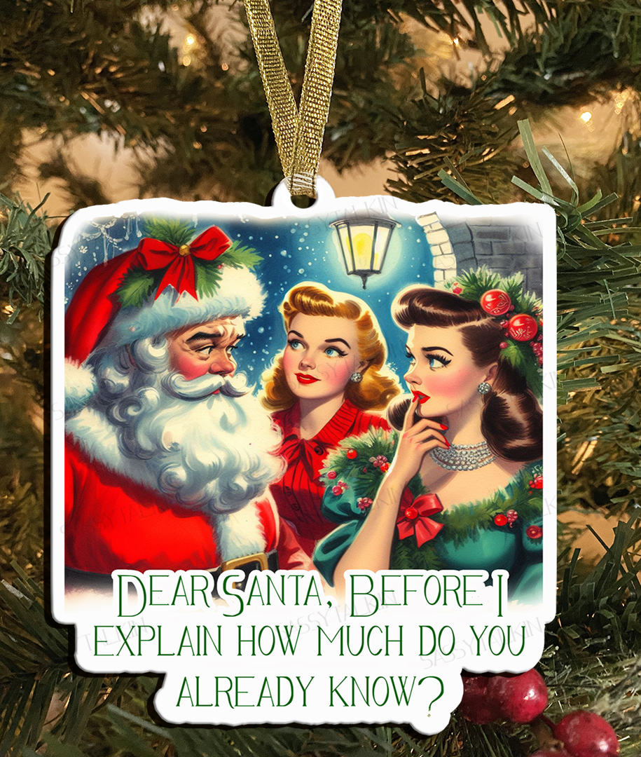 Sassy Girl, Christmas Ornament, Dear Santa, Before I explain
