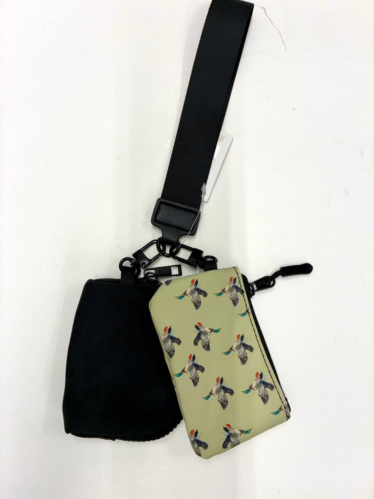 Green or White Mallard Duck Dual Pouch Wristlet