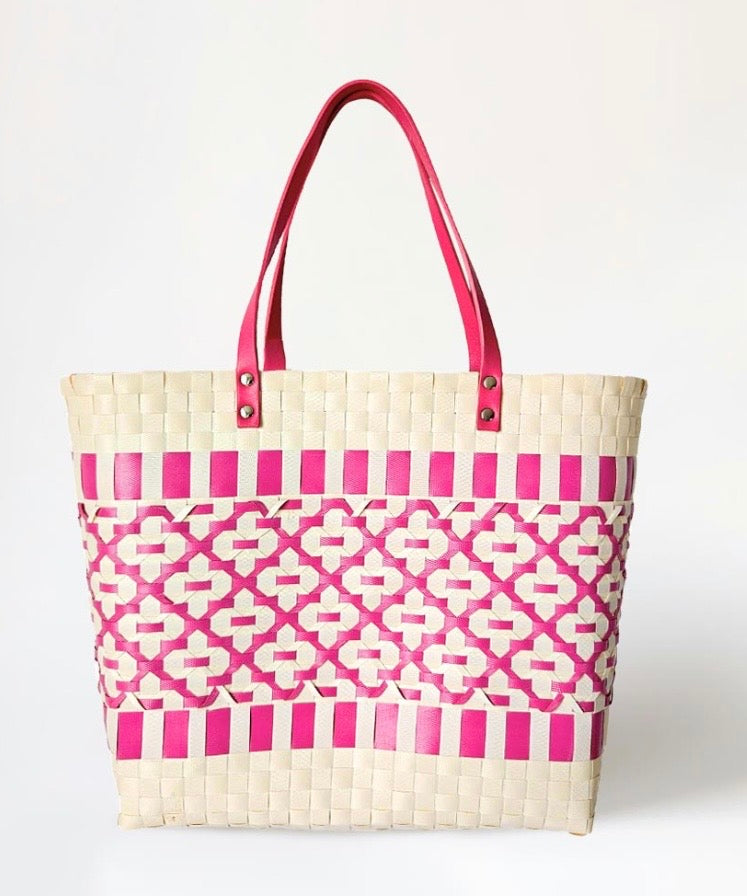 LUX Quatrefoil Pattern Weave Tote
