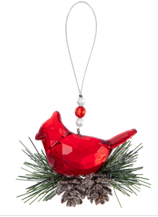 Winter Pine 3.5” Cardinal Ornament - Ganz Crystal Expressions