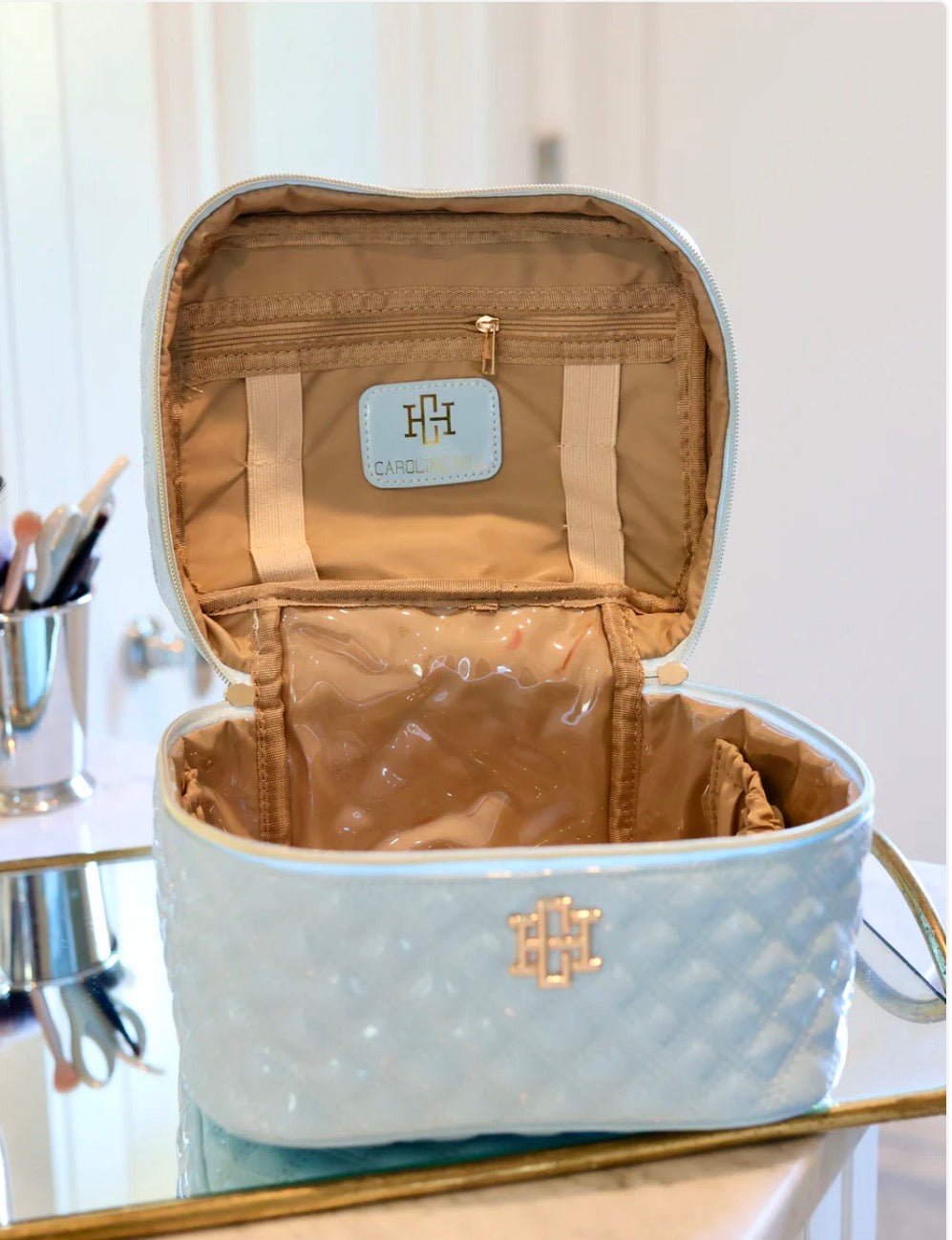 Hampton Train Case Light Blue Patent - Caroline Hill
