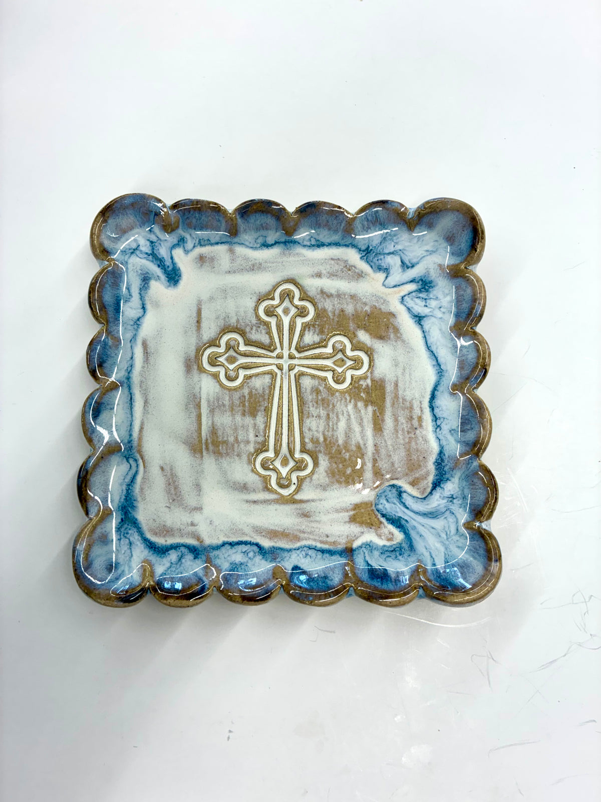 Square Cross Plate 5.5”x5.5” - Tab Boren Pottery #239