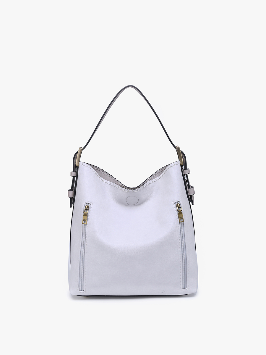 Alexa 2-in-1 Hobo Bag w/Dual Zip Compartments: Fog Grey