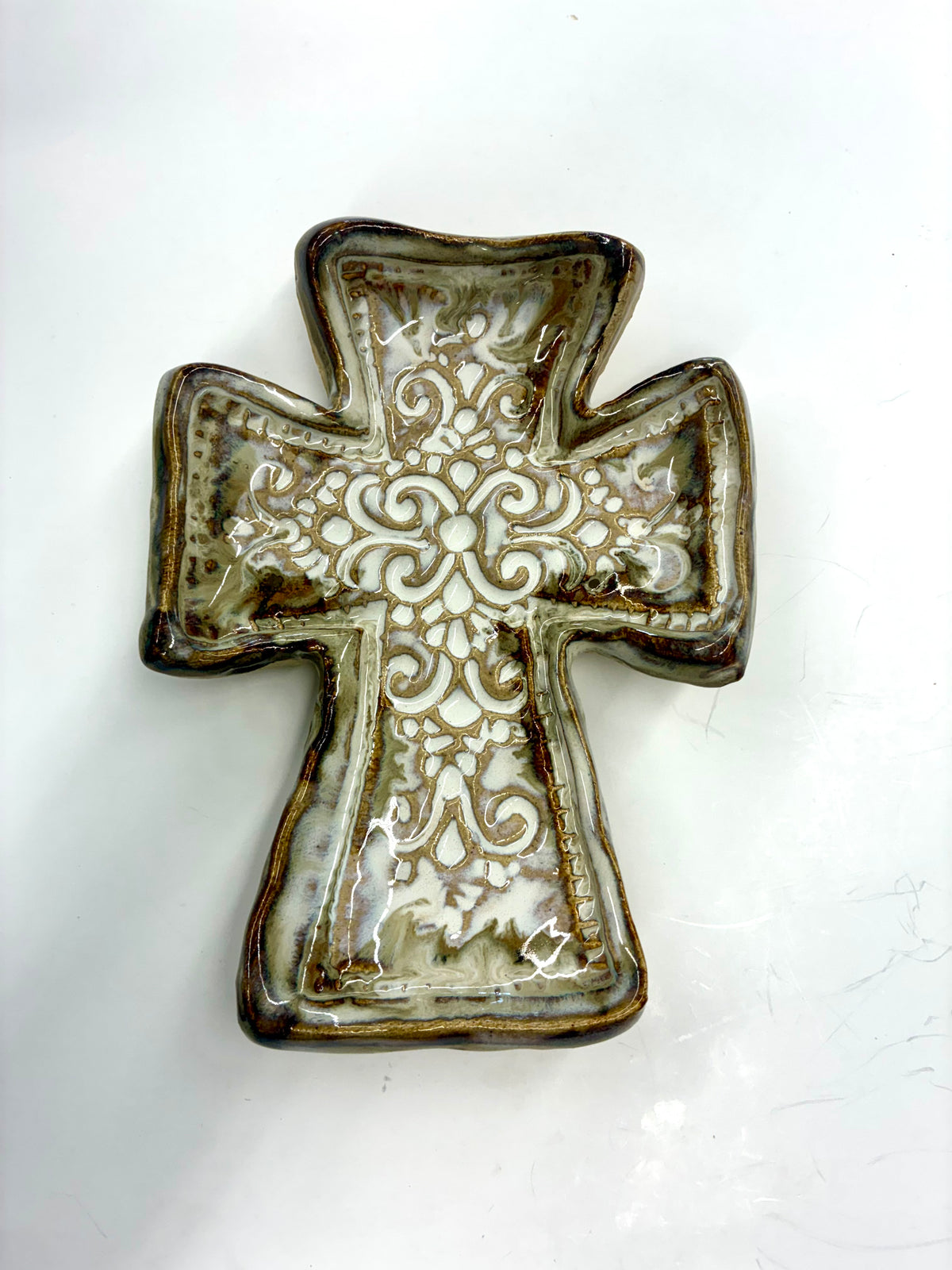 Fancy Cross Tray 8x6” - Tab Boren Pottery #101