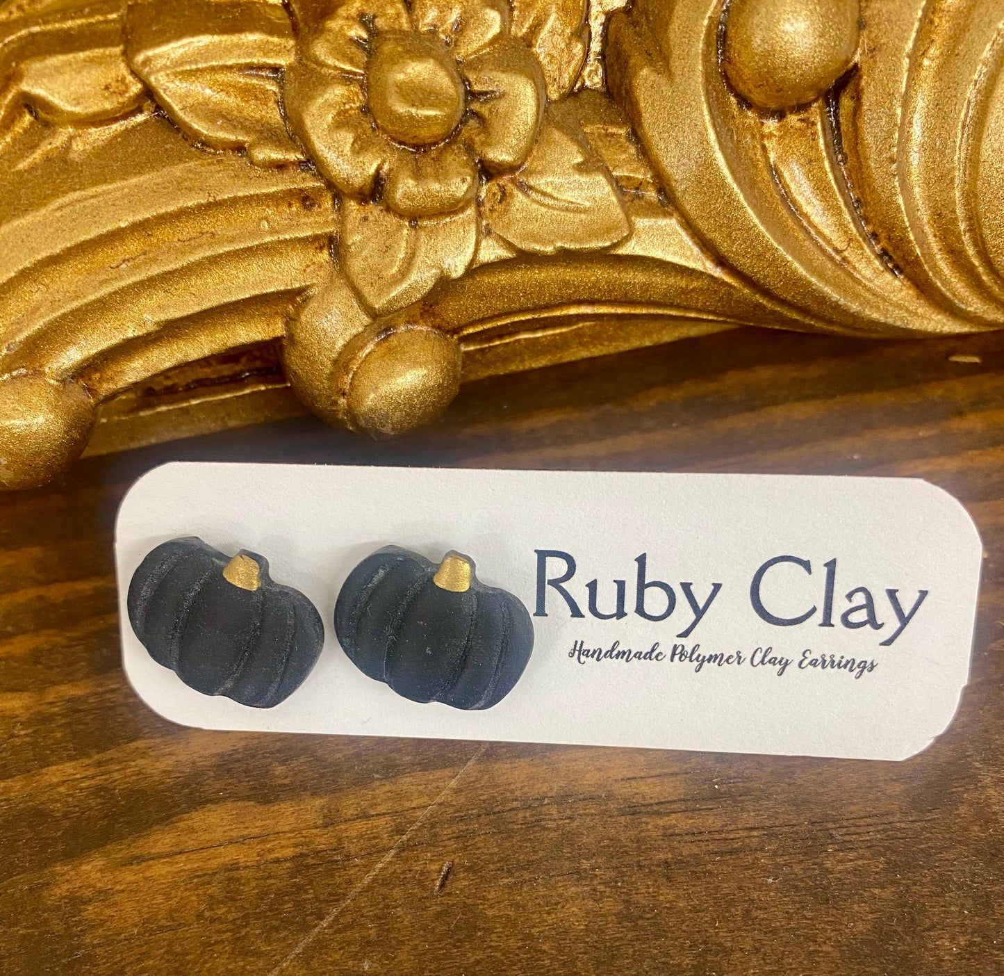 Ruby Clay Polymer Clay Pumpkin Studs