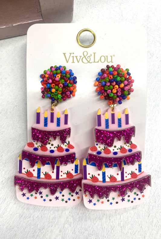 Viv & Lou Confetti Birthday Cake Acrylic Bead Earrings