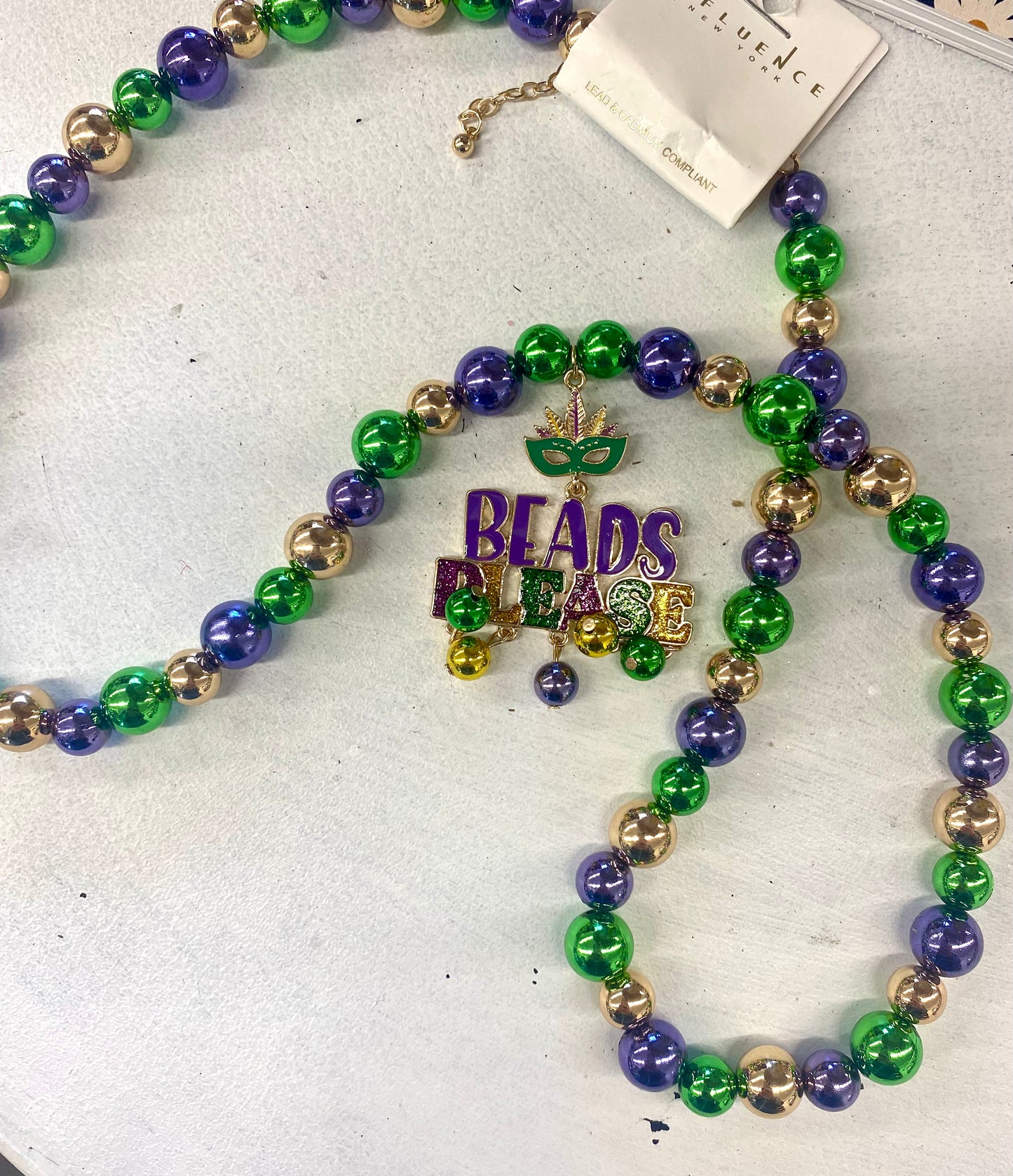 “Beads Please” Long Mardi Gras Necklace 16”