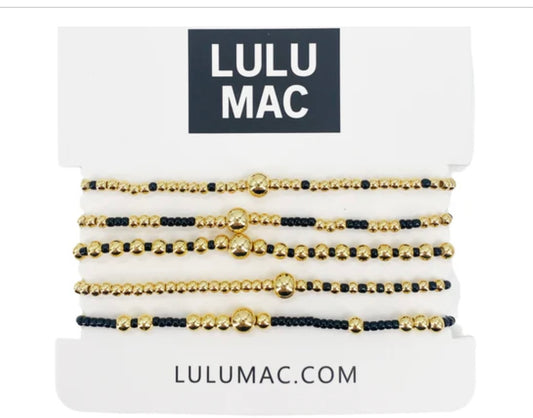 LULU MAC Black & Gold 5-Strand Bracelets