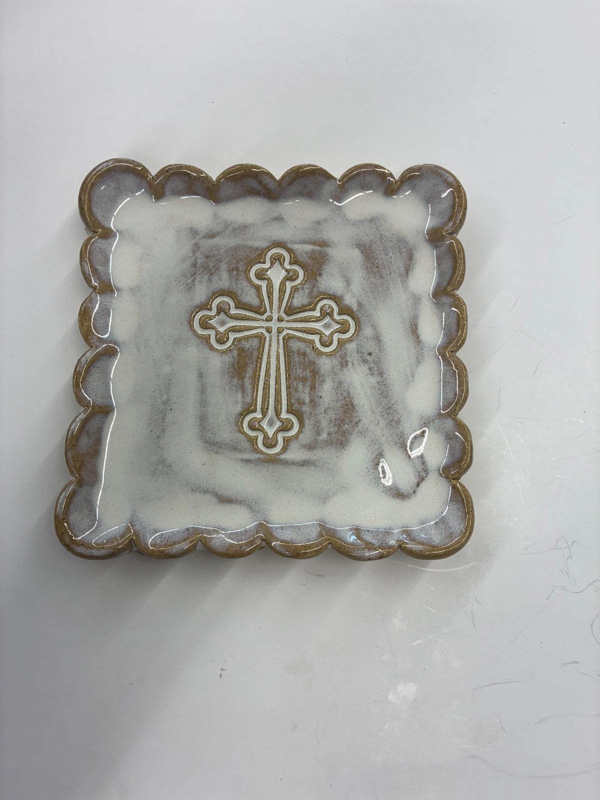 Square Cross Plate 5.5”x5.5” - Tab Boren Pottery #239