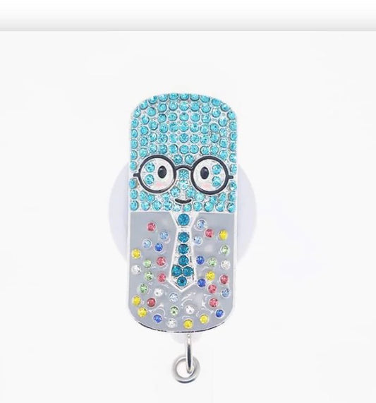 Sparkle & Shine Rhinestone Happy Pill -  Badge Reel