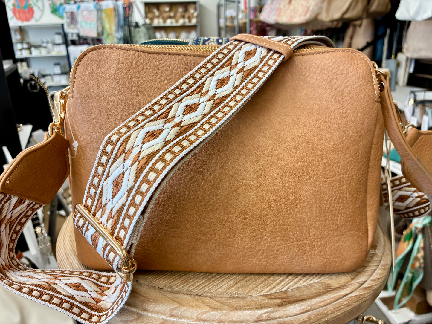 Mila 3 Compartment Crossbody Bag With Guitar Strap