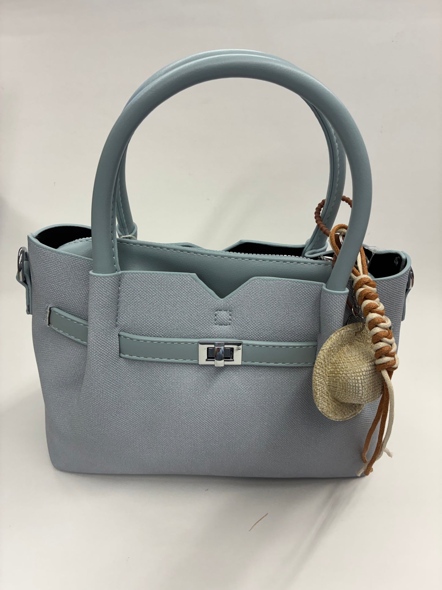 Stella Satchel Crossbody Bag with Tassel Charm: Blue