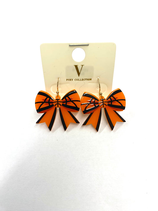 Basketball Bow Dangle Earrings