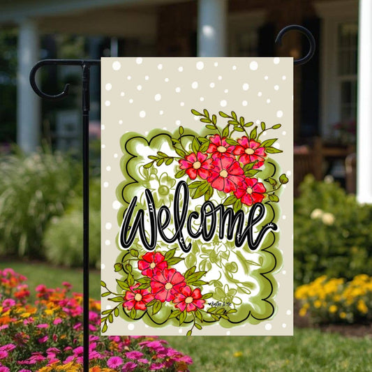 Green Scalloped Frame Floral Garden Flag - Baxter & Me