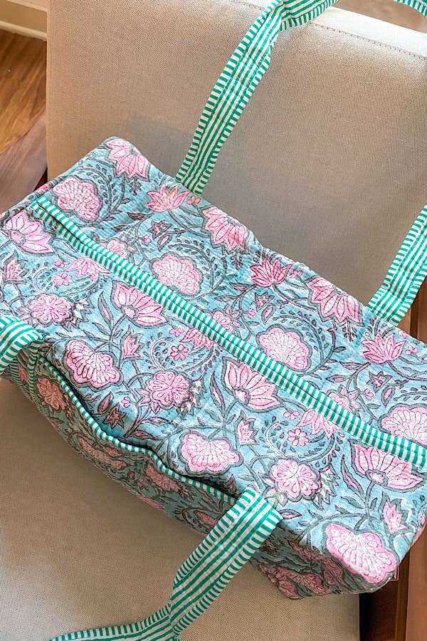 Lennon Blue Floral Duffle Bag