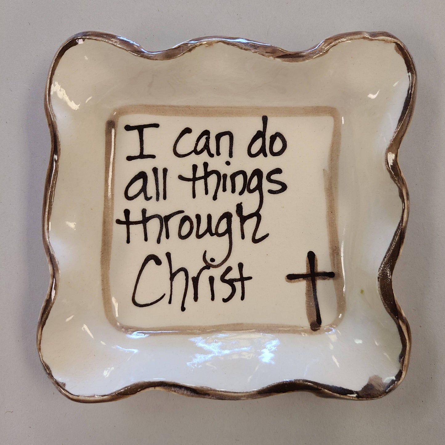 Small Candle Plate (AW "I Can Do All Things Through Christ”) - Heartfelt Traditions - Store Pickup Only