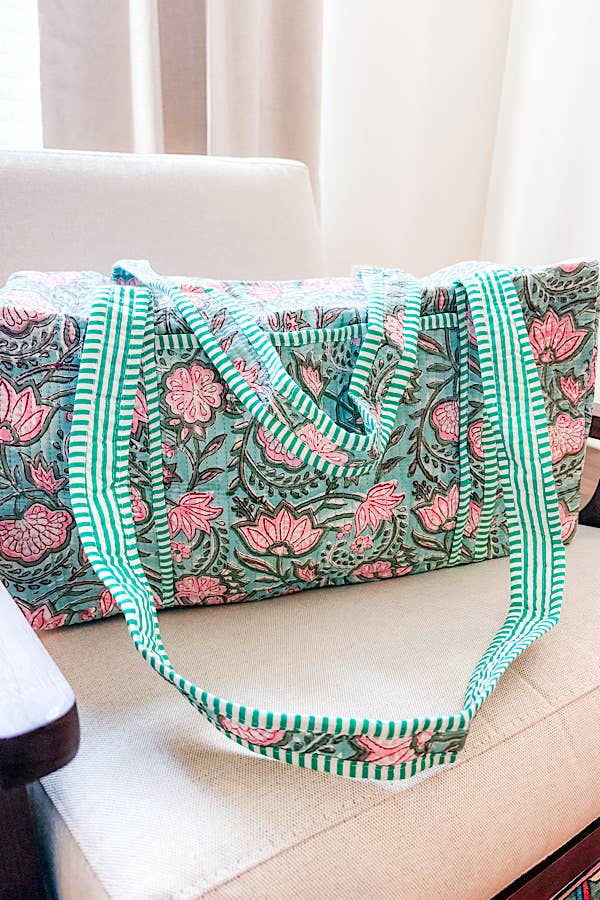 Lennon Blue Floral Duffle Bag