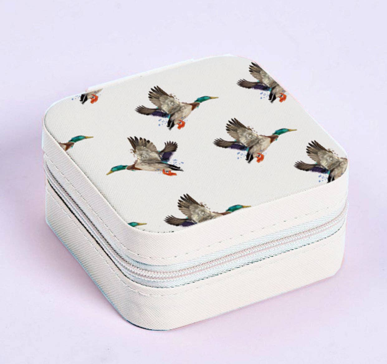Mallard Duck Square Jewelry Case White & Green