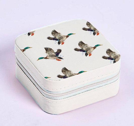 Mallard Duck Square Jewelry Case White & Green