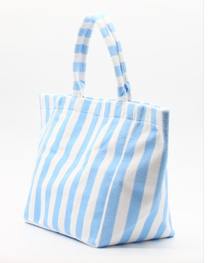Coastal Stripe Beach Tote Bag - Pink, Green, Blue