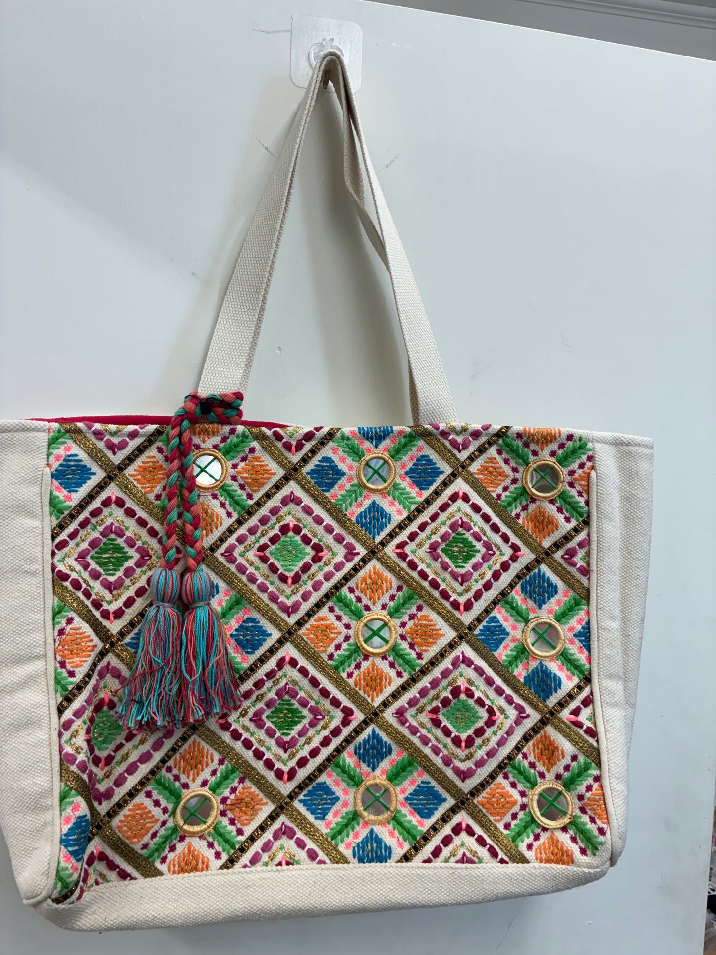 Bohemian Large Woven Multi Color Tote Bag