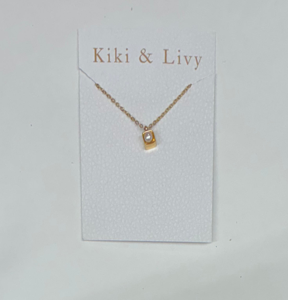 Tiny Pearl Block Gold Necklace