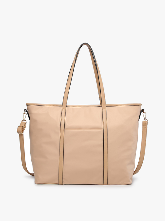 Jen & Co Scarlett Nylon Tote Bag: Tan or Gray