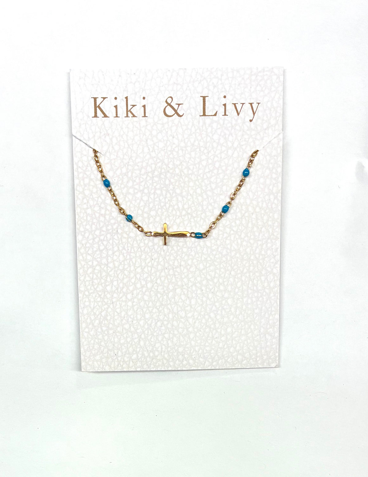 Beaded Sideways Cross Necklace (multiple colors)
