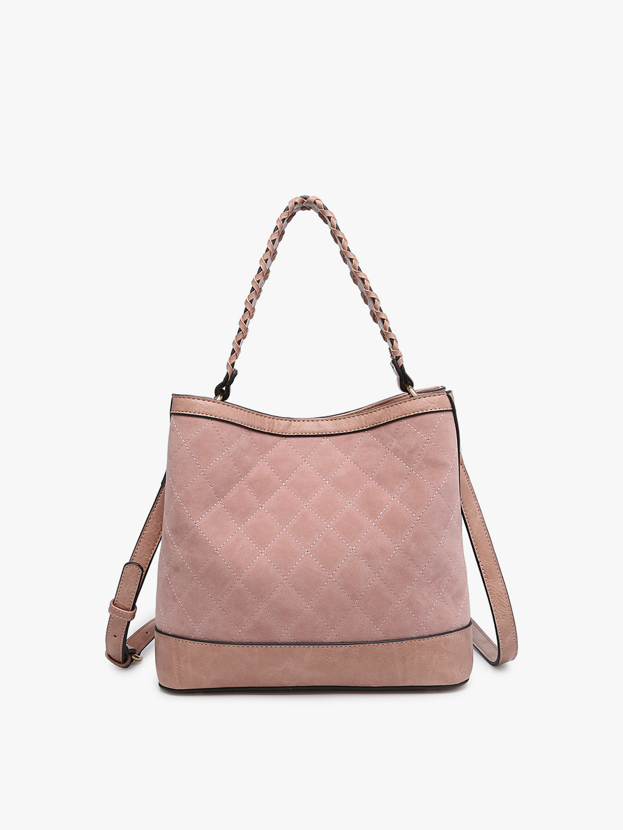 Jen & Co. Maude Quilted Satchel: Mauve