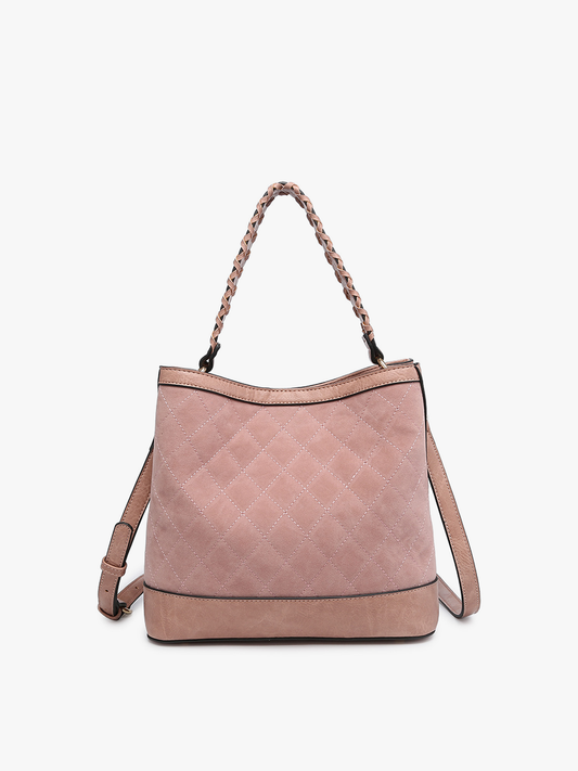 Jen & Co. Maude Quilted Satchel: Mauve