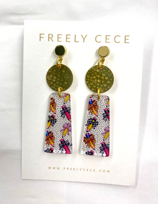 Pencil & Bow Teacher Earrings