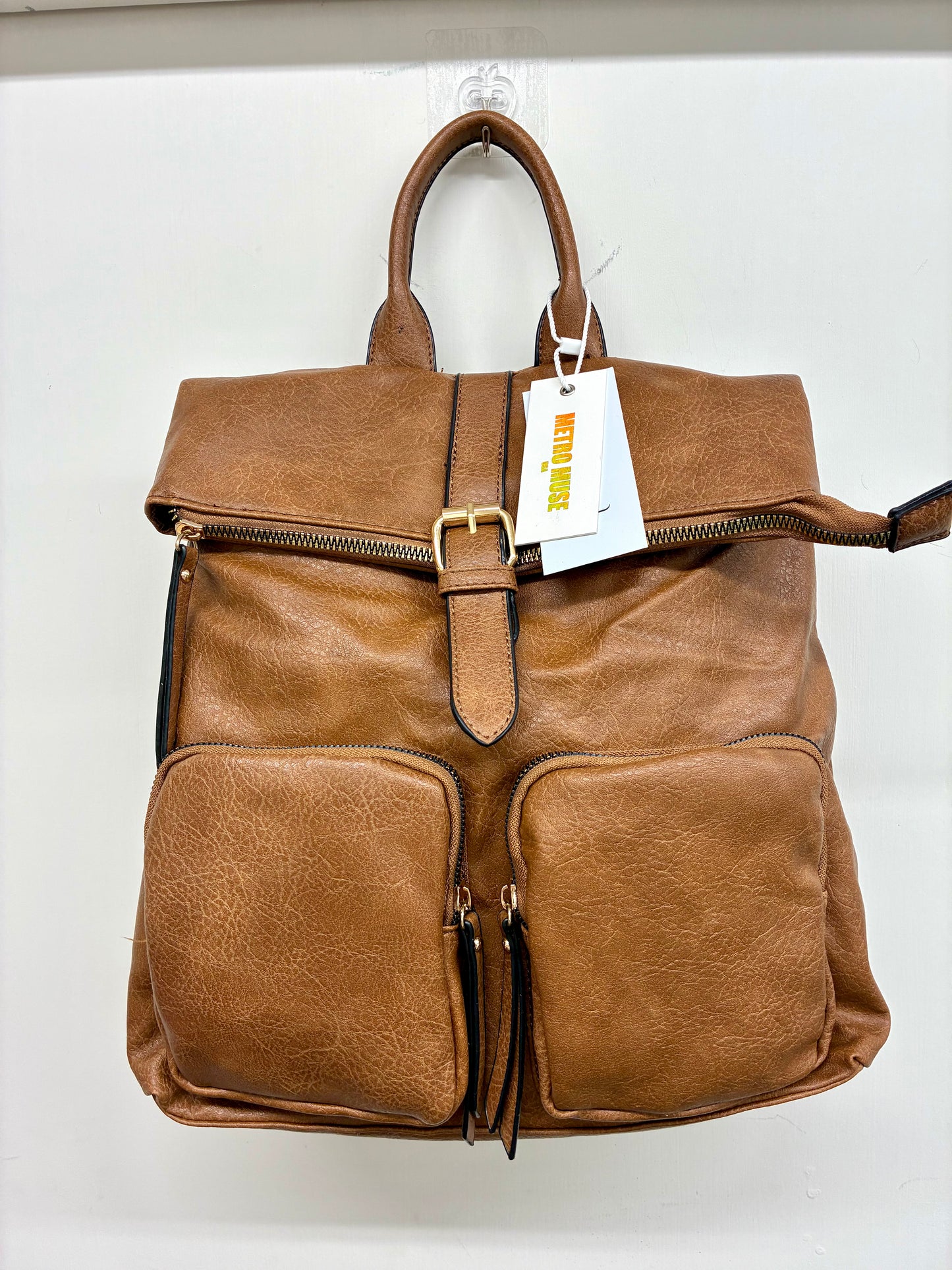Metro Muse Fold Over Vegan Leather Backpack