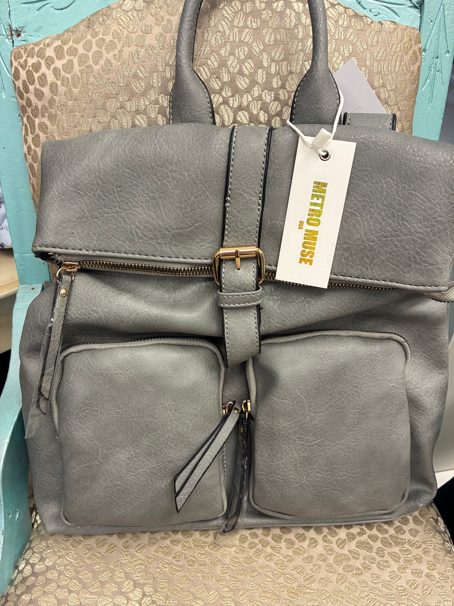 Metro Muse Fold Over Vegan Leather Backpack