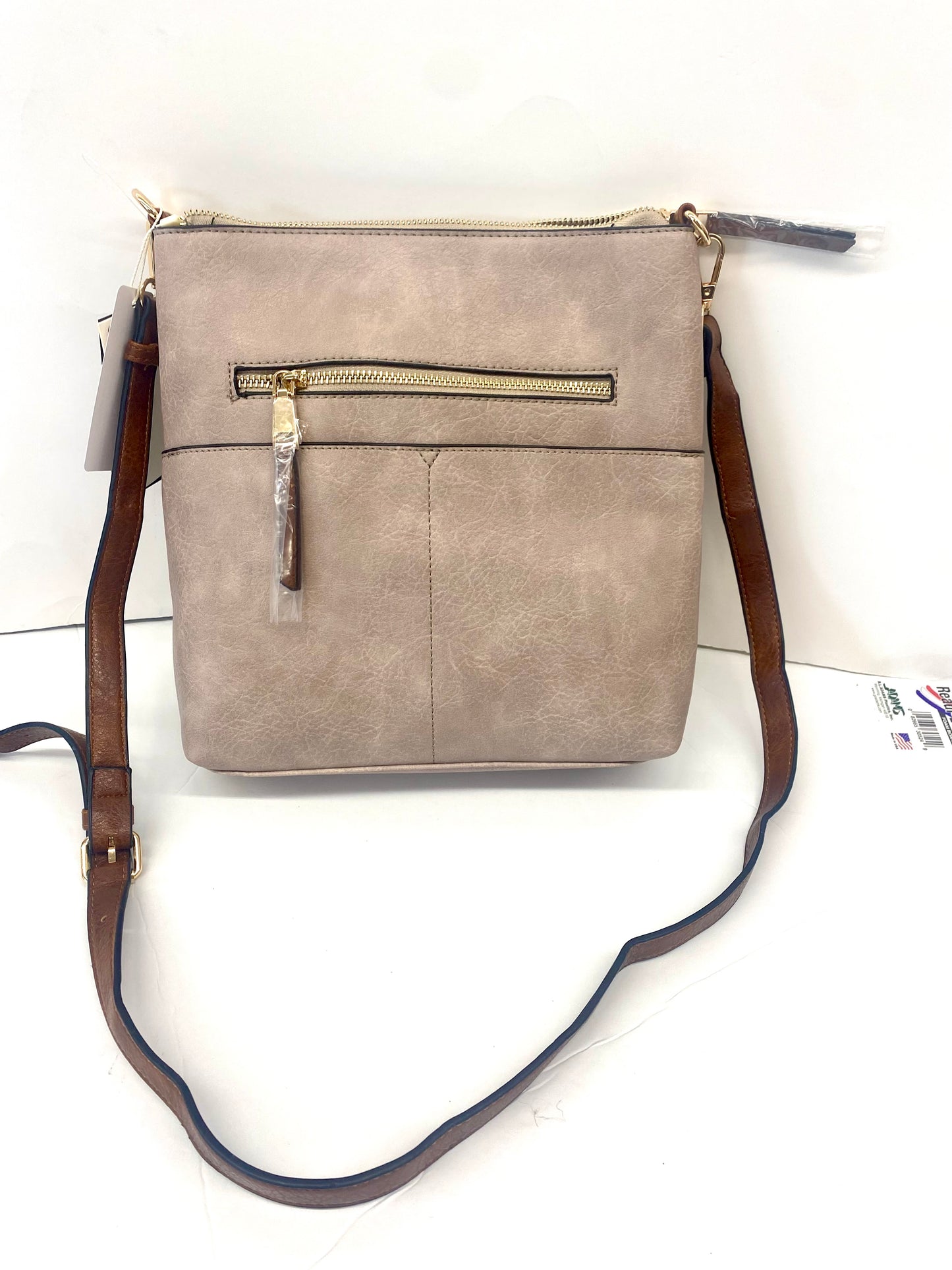 Elina Zipper Front Crossbody Bag / Gray