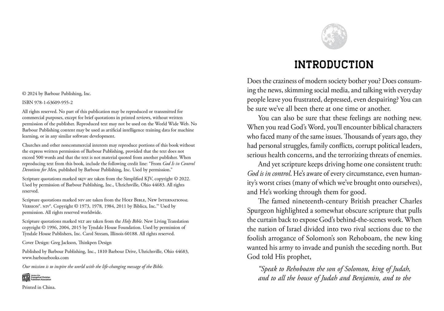 God Is in Control Devotions for Men