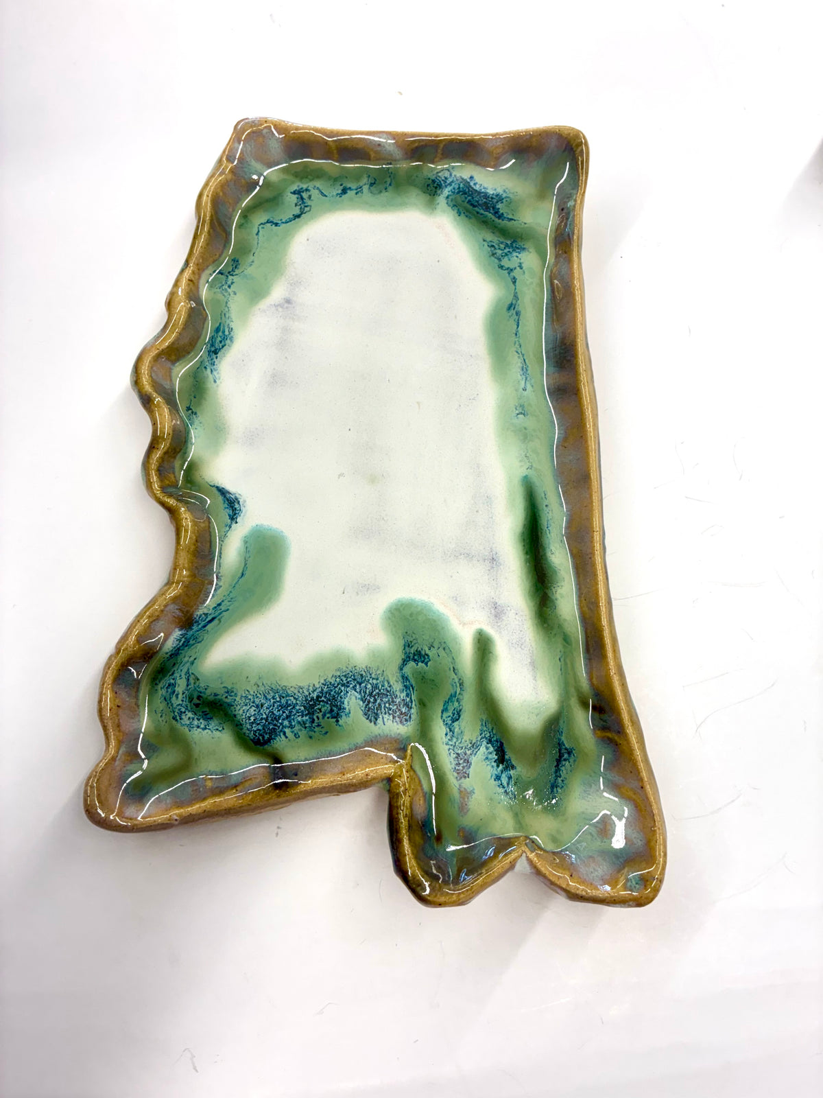 Medium MS State Shaped Plate 11x6.5” - Tab Boren Pottery #140