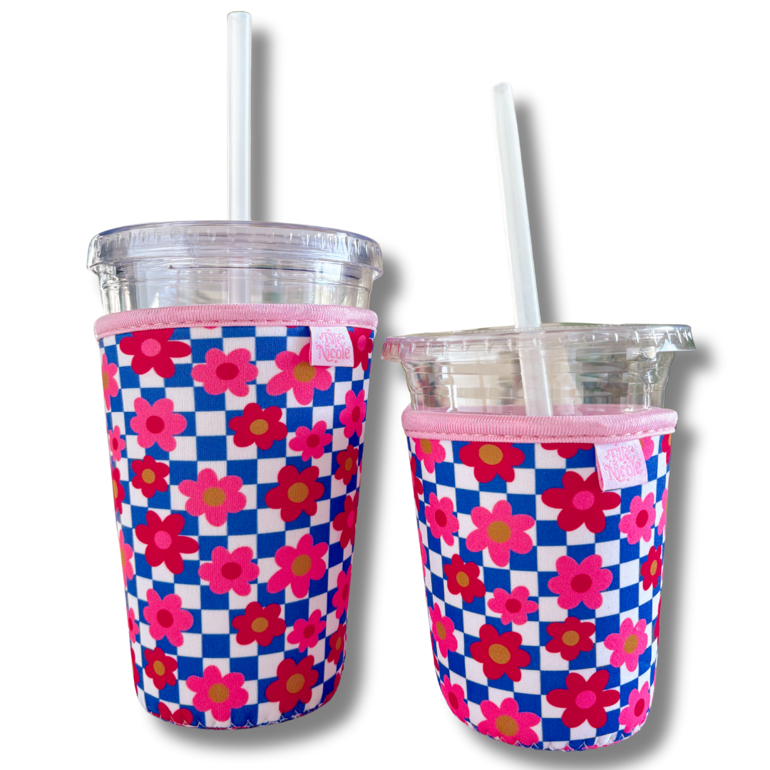 Coffee Cup Cover - Retro Bold Check - Iced Drink Sleeve: Large / 24oz
