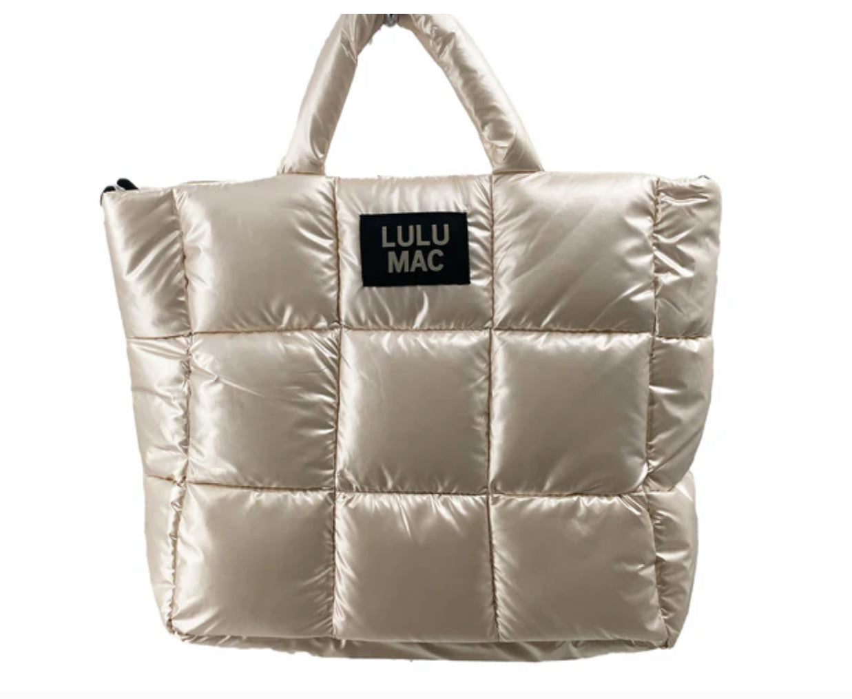 Lulu MAC Large Metallic Puffer Handbag - Off White